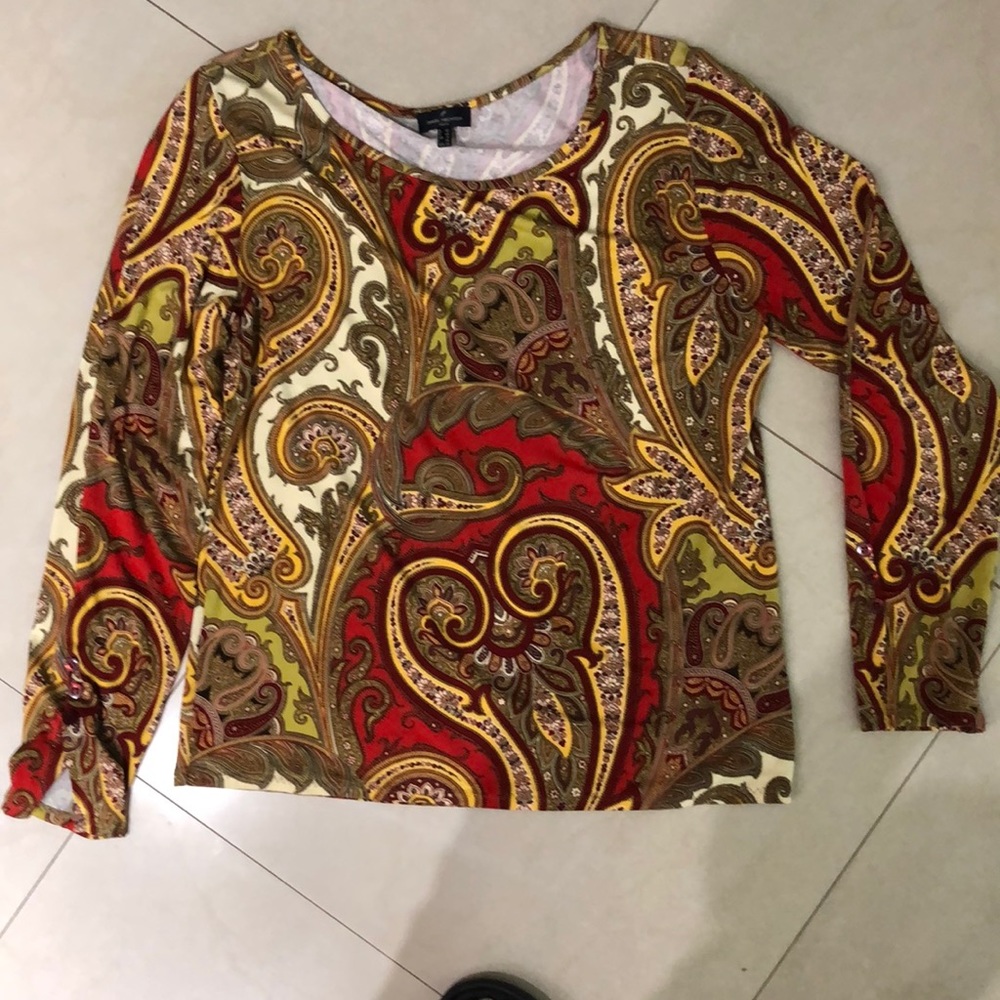 Daniel Hechter Paisley Print Long Sleeve Top Sz 14